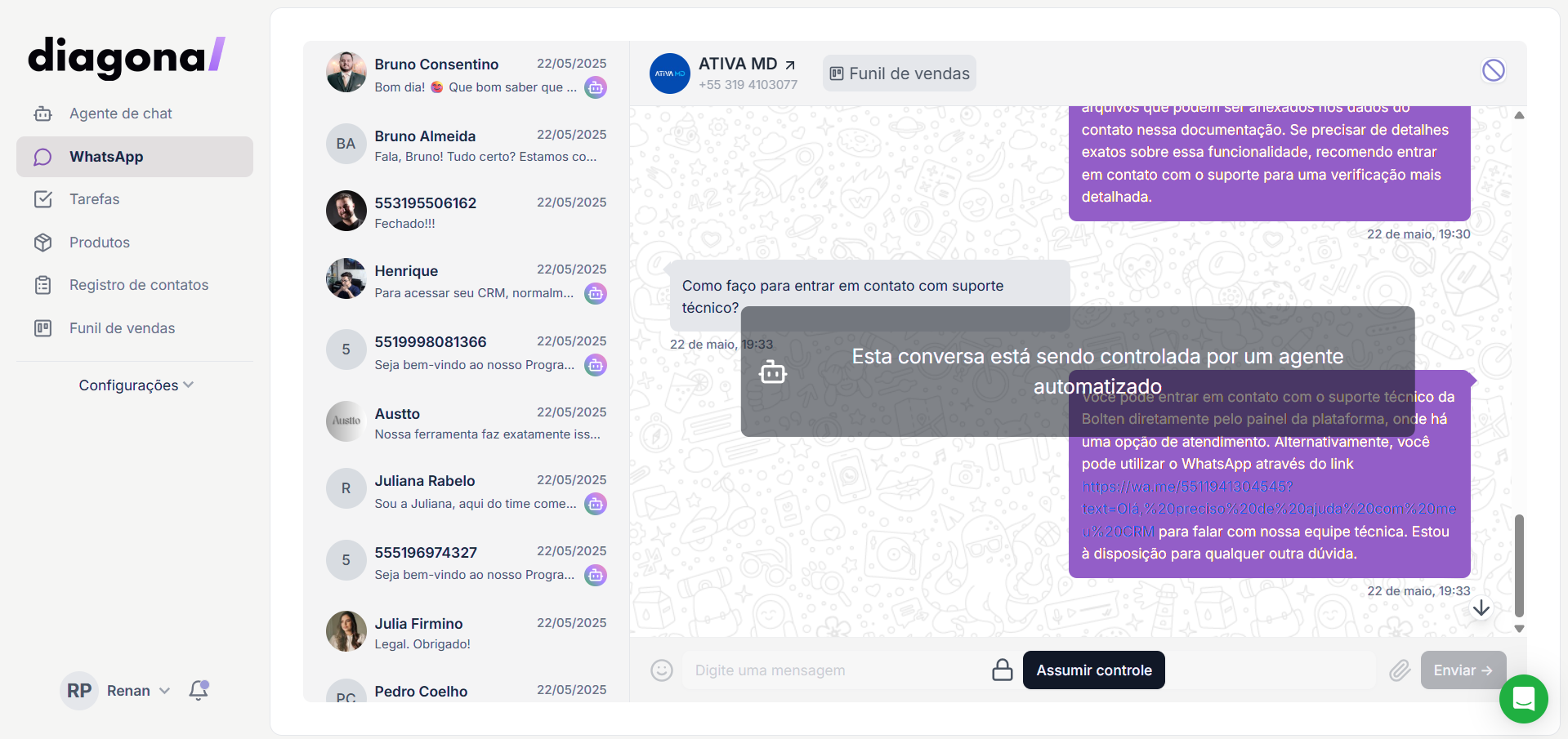 Configuração do agente de atendimento com IA